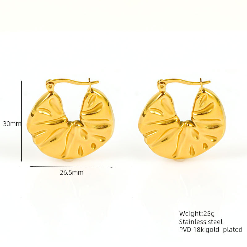18K Gold Plated Irregular Pleated Hammer Pattern Ear Clip