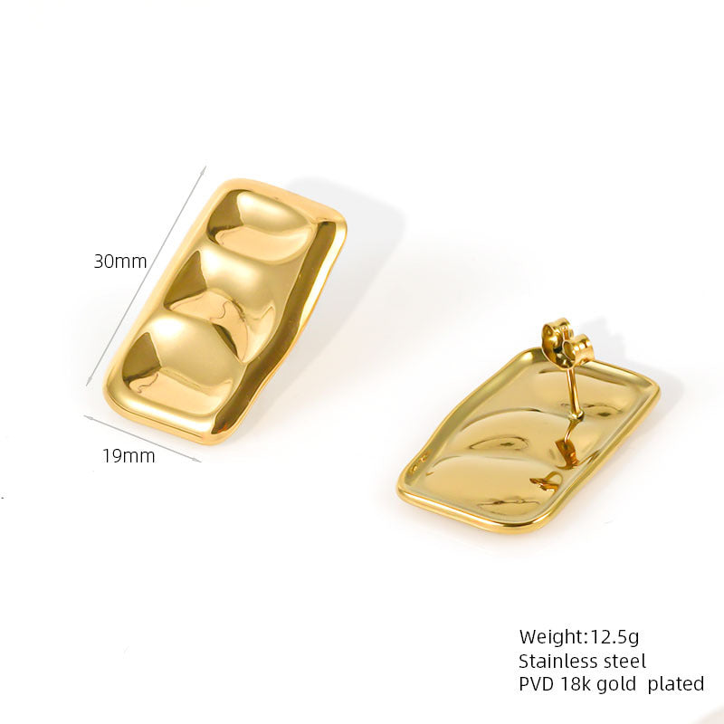 18K Gold Plated Irregular Pleated Hammer Pattern Ear Clip